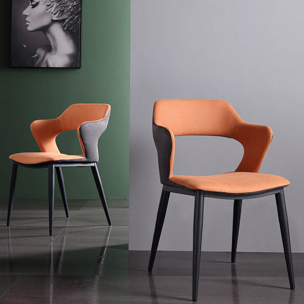 Contemporary Kitchen Chair Dining Open Back Arm Side Chairs with Metal Legs