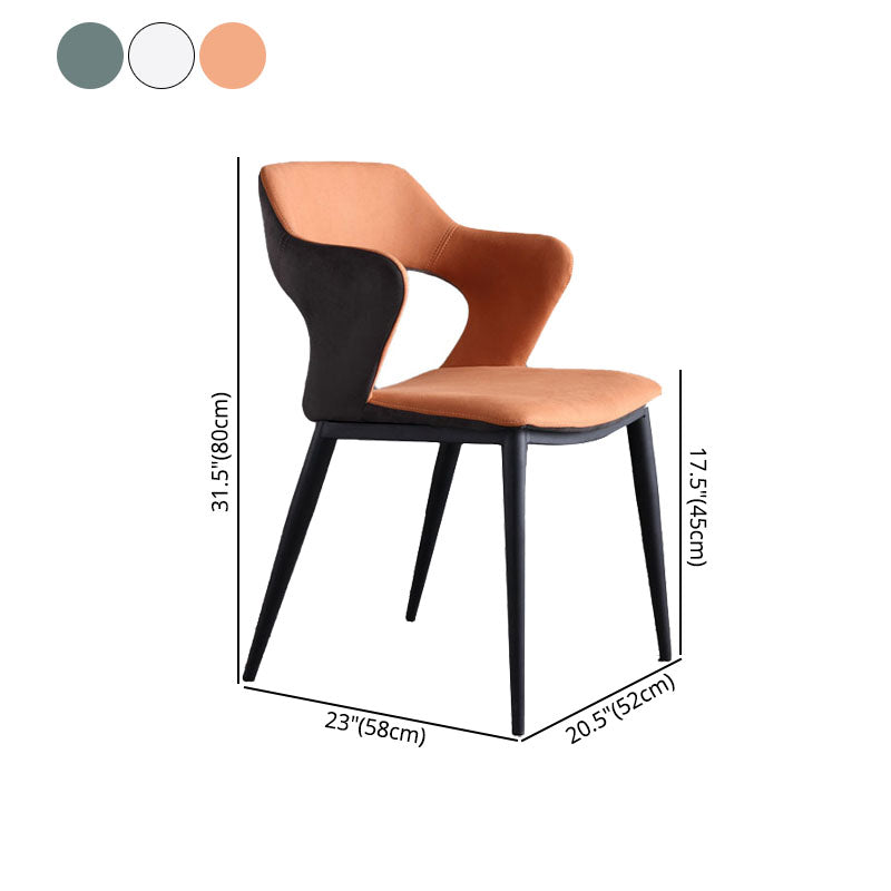 Contemporary Kitchen Chair Dining Open Back Arm Side Chairs with Metal Legs