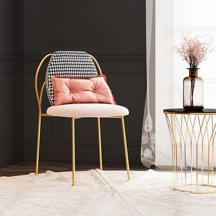 Fabric Dining Side Chair Nordic Style Solid Back Armless Dining Chair