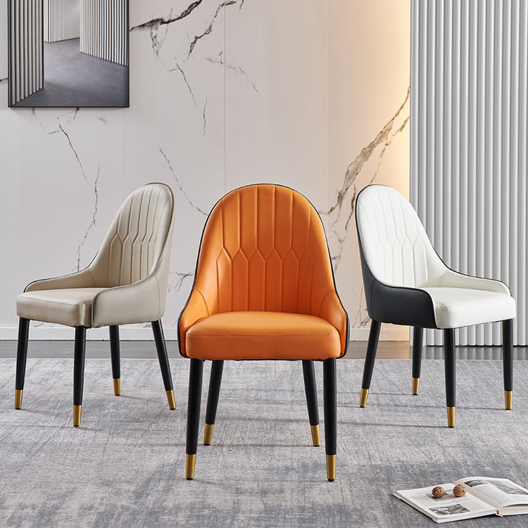 Glam Wood Dining Arm Chair Faux Leather Dining Chairs for Restaurant Use