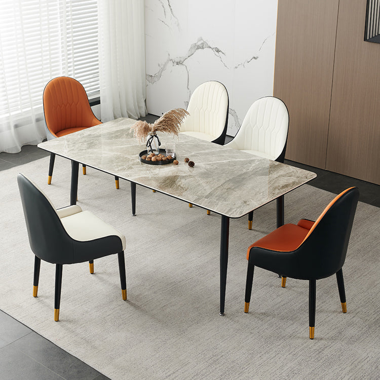 Glam Wood Dining Arm Chair Faux Leather Dining Chairs for Restaurant Use