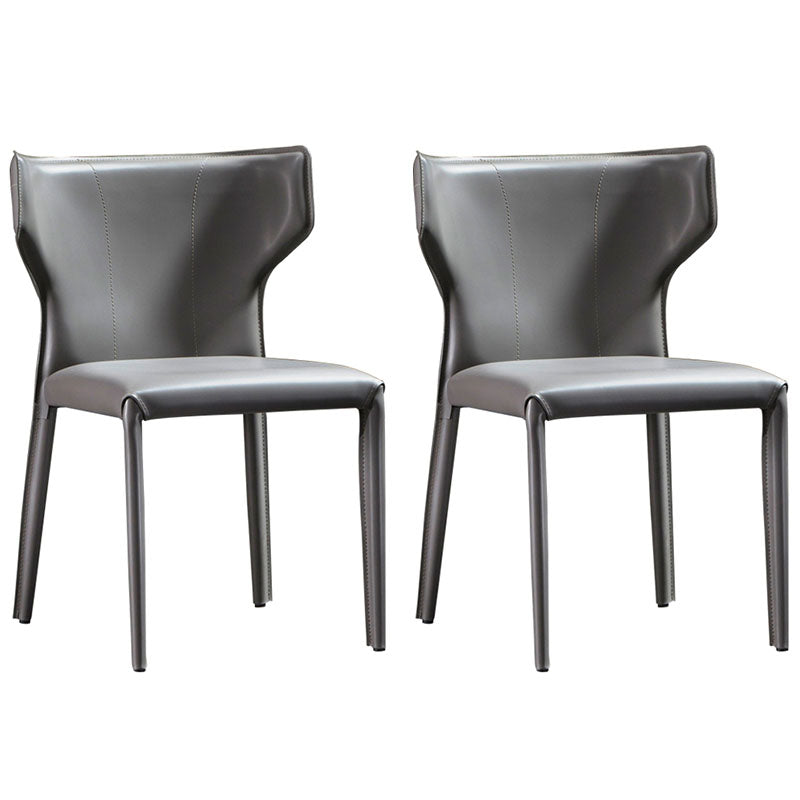 Modern Leather Dining Room Chair Armless Wingback Side Chair