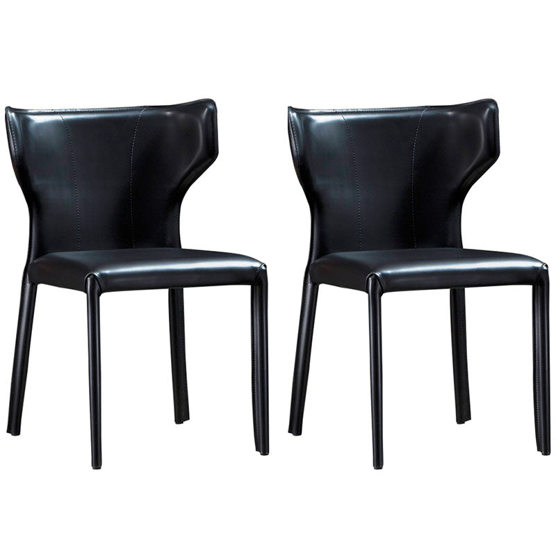 Modern Leather Dining Room Chair Armless Wingback Side Chair