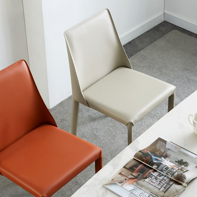 Contemporary Leather Armless Dining Chair Metal Dining Room Chairs for Home Use