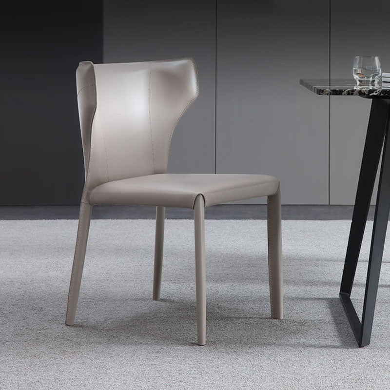 Contemporary Leather Dining Room Chair Armless Wingback Side Chairs for Home Use