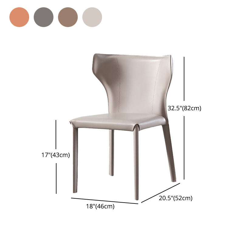 Contemporary Leather Dining Room Chair Armless Wingback Side Chairs for Home Use