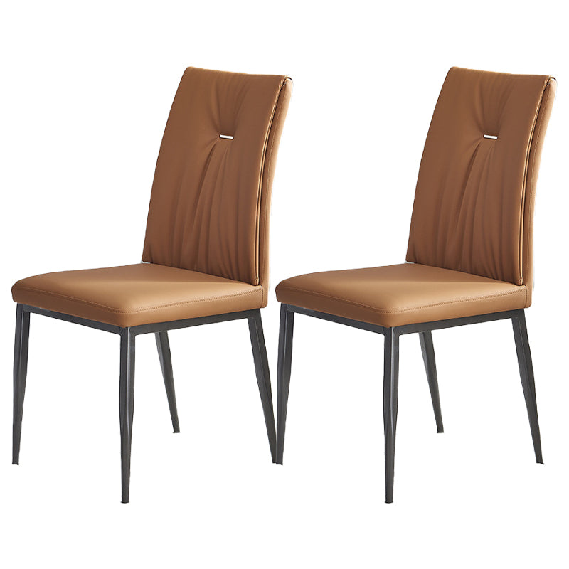 Modern Restaurant Solid Back Chair Matte Finish Leather Dining Chair