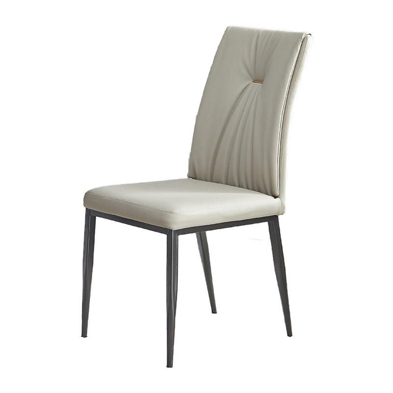 Modern Restaurant Solid Back Chair Matte Finish Leather Dining Chair