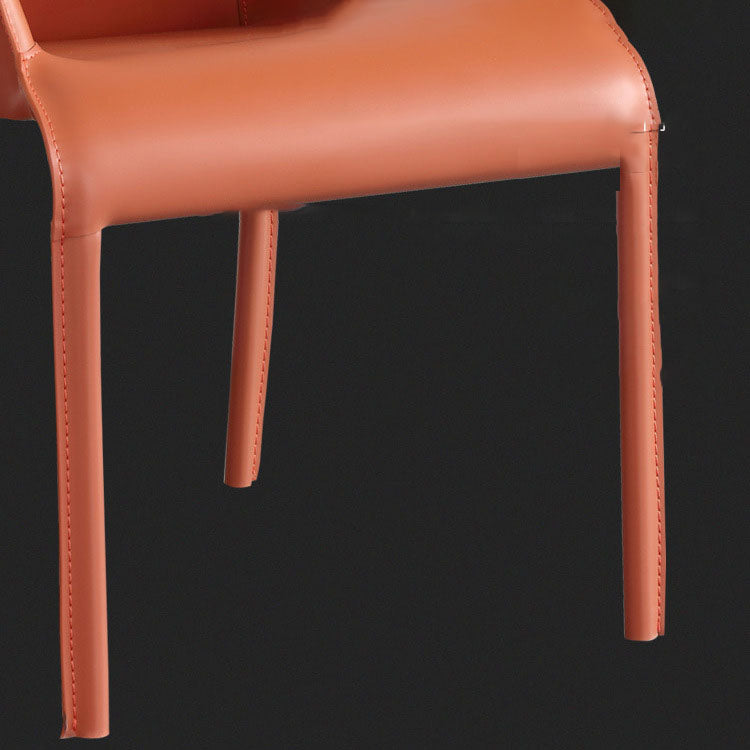 Leather Matte Finish Dining Chair Designer Style Home Solid Back Arm Chair