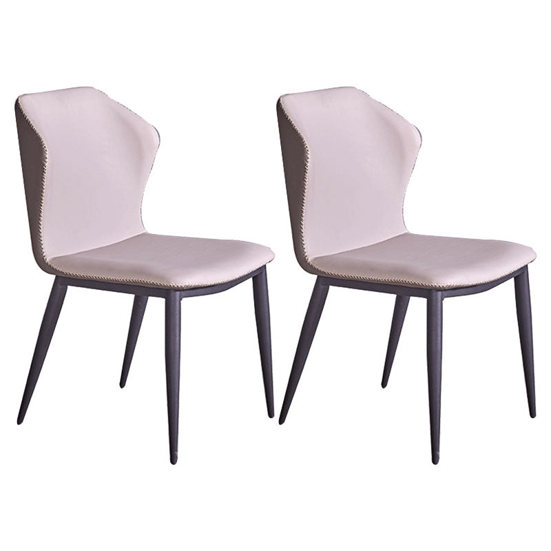 Modern Study Room Wingback Chair Matte Finish Leather Dining Chair