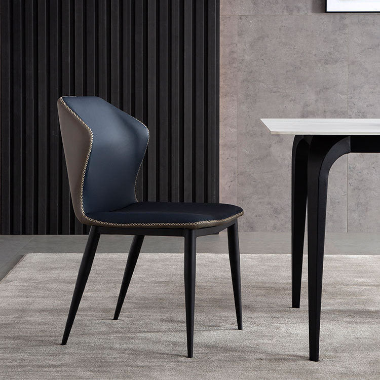 Modern Study Room Wingback Chair Matte Finish Leather Dining Chair