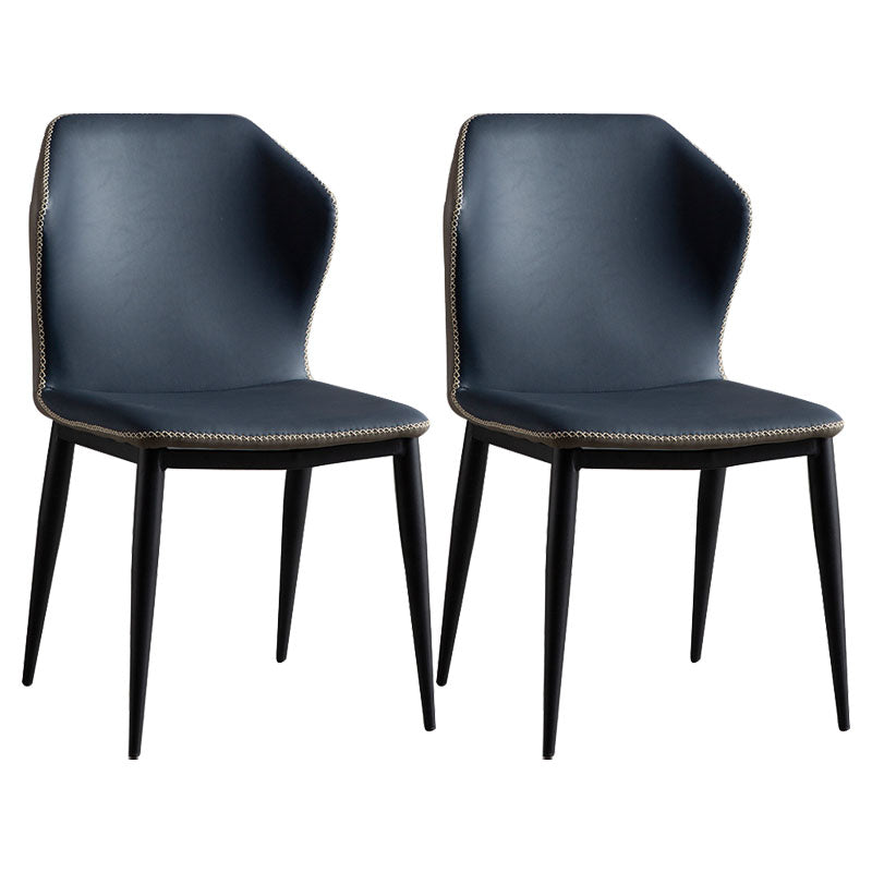 Modern Study Room Wingback Chair Matte Finish Leather Dining Chair