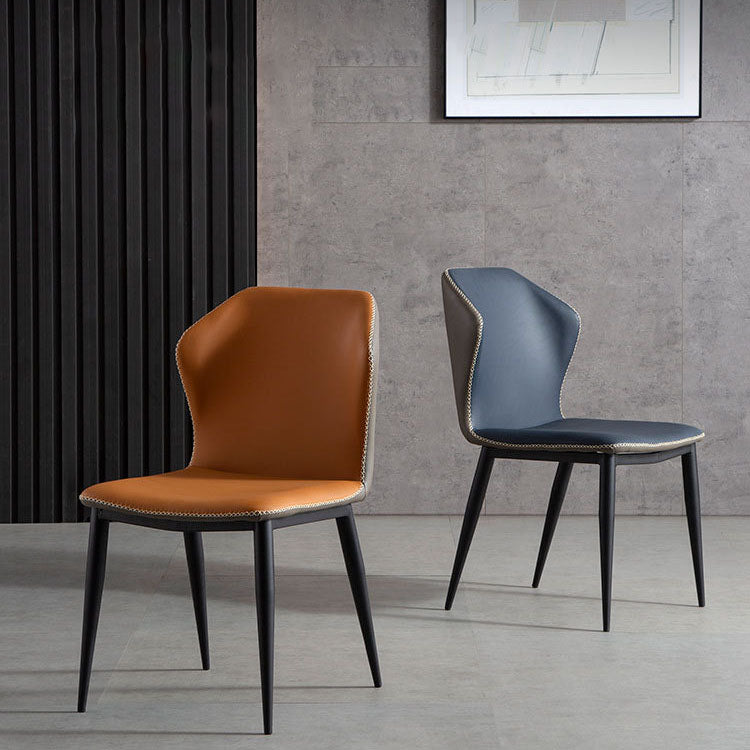 Modern Study Room Wingback Chair Matte Finish Leather Dining Chair