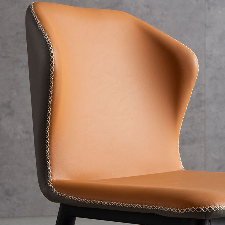 Modern Study Room Wingback Chair Matte Finish Leather Dining Chair
