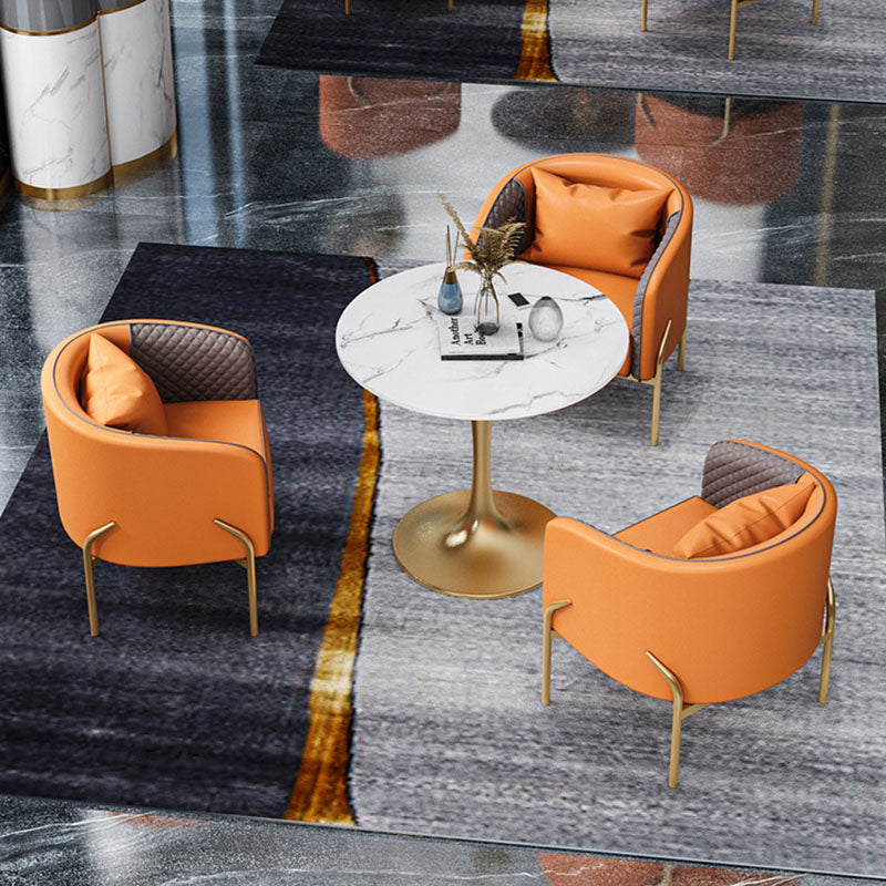 Glam Metal Dining Room Chairs Leather Dining Armless Chair for Restaurant Use