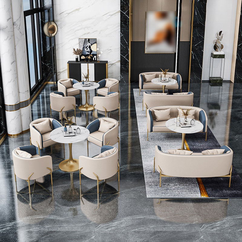 Glam Metal Dining Room Chairs Leather Dining Armless Chair for Restaurant Use