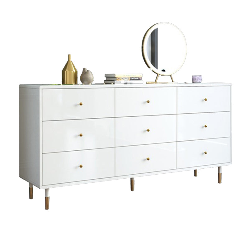 White-gold Buffet Table Wood Glam Style Kitchen Table for Dinning Room