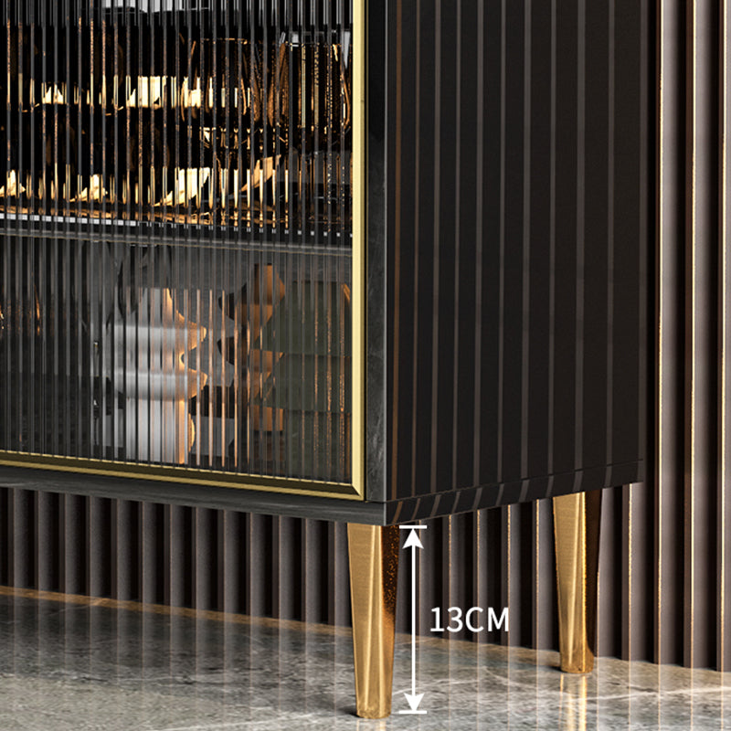 Glass Door Wood Sideboard Glam Server Cabinet with Storage for Dining Room
