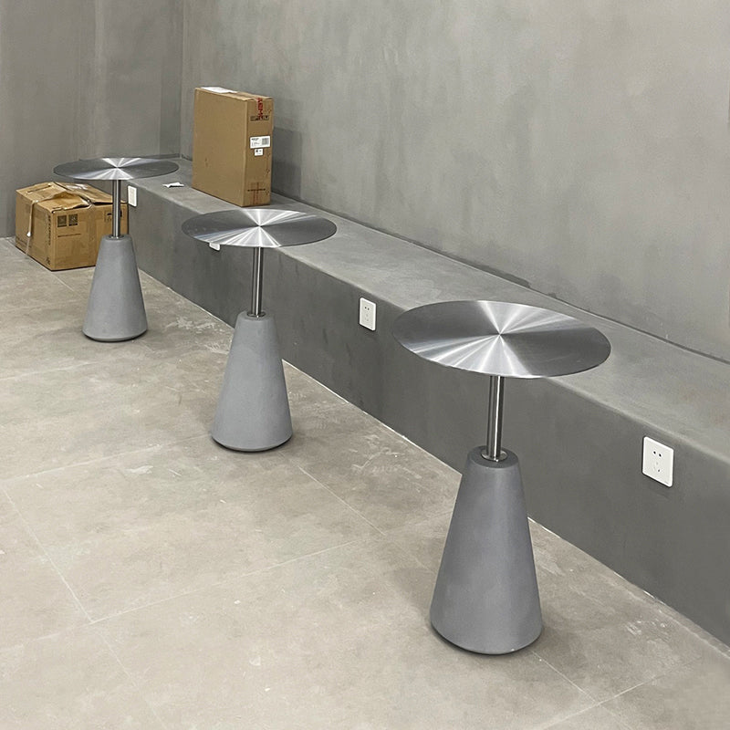 Mid-Century Modern Pedestal Mental Coffee Table Round Top Shape Coffee Cocktail Table