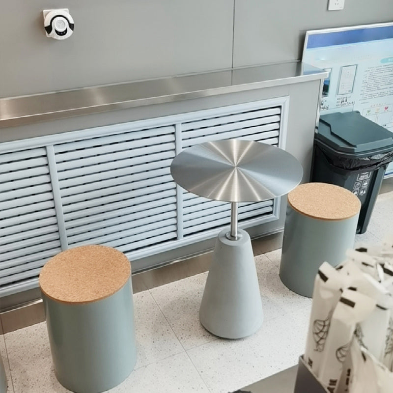 Mid-Century Modern Pedestal Mental Coffee Table Round Top Shape Coffee Cocktail Table