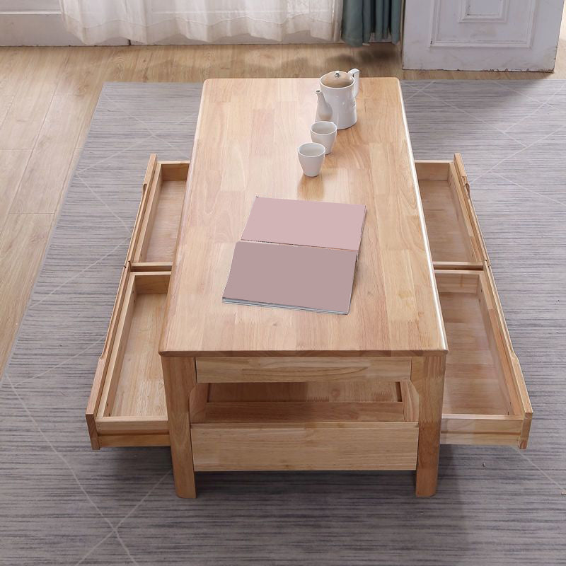 Nordic Style Square/rectangular 4 Legs Base Wooden Table with Storage Rack Coffee Table