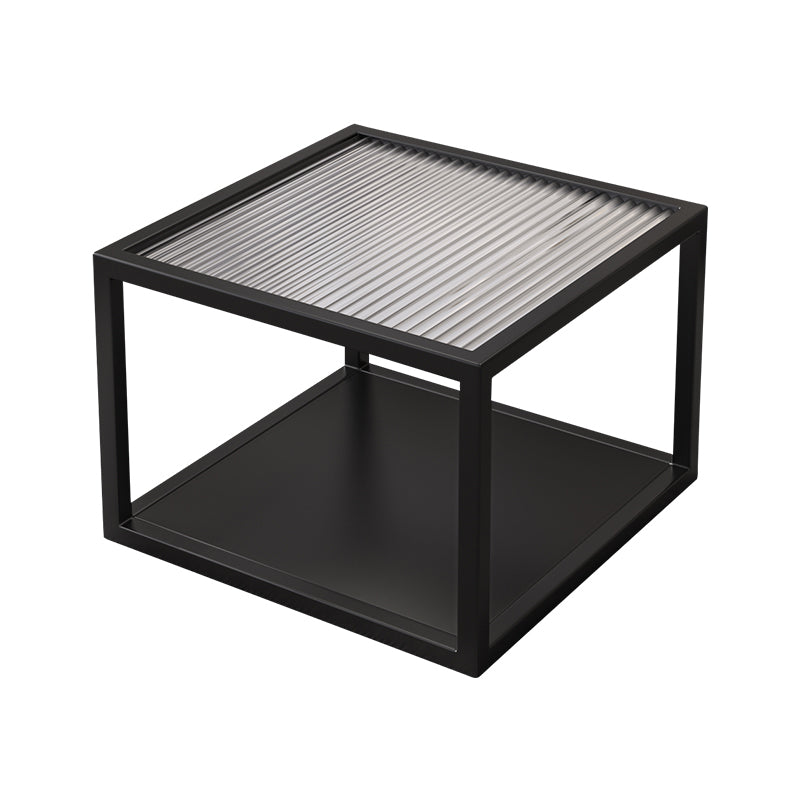 Square Minimalist Coffee Table Open Shelf Cocktail Table for Living Room