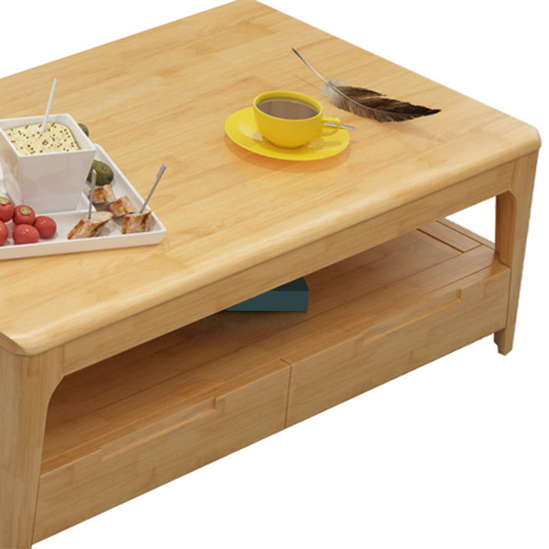 Rectangular/square 4 Legs Base Solid Wood Table Nordic Style Coffee Table