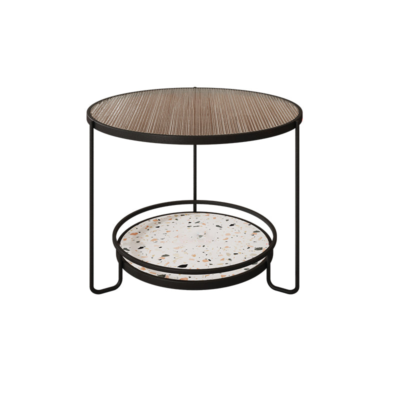 Round Minimalist Coffee Table Glass Top Steel Coffee Table for Living Room