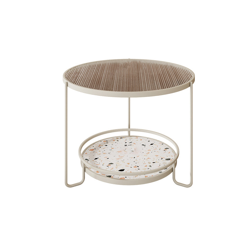 Round Minimalist Coffee Table Glass Top Steel Coffee Table for Living Room