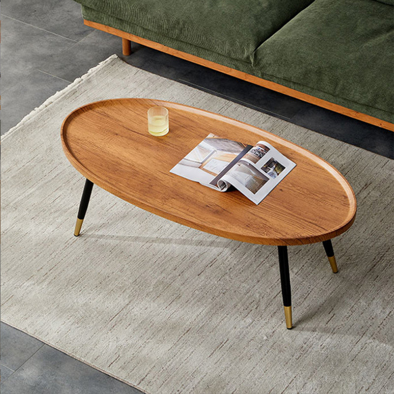 Round/oval Black Metal 3/4 Leg Base Design Wood Table Panel Coffee Table