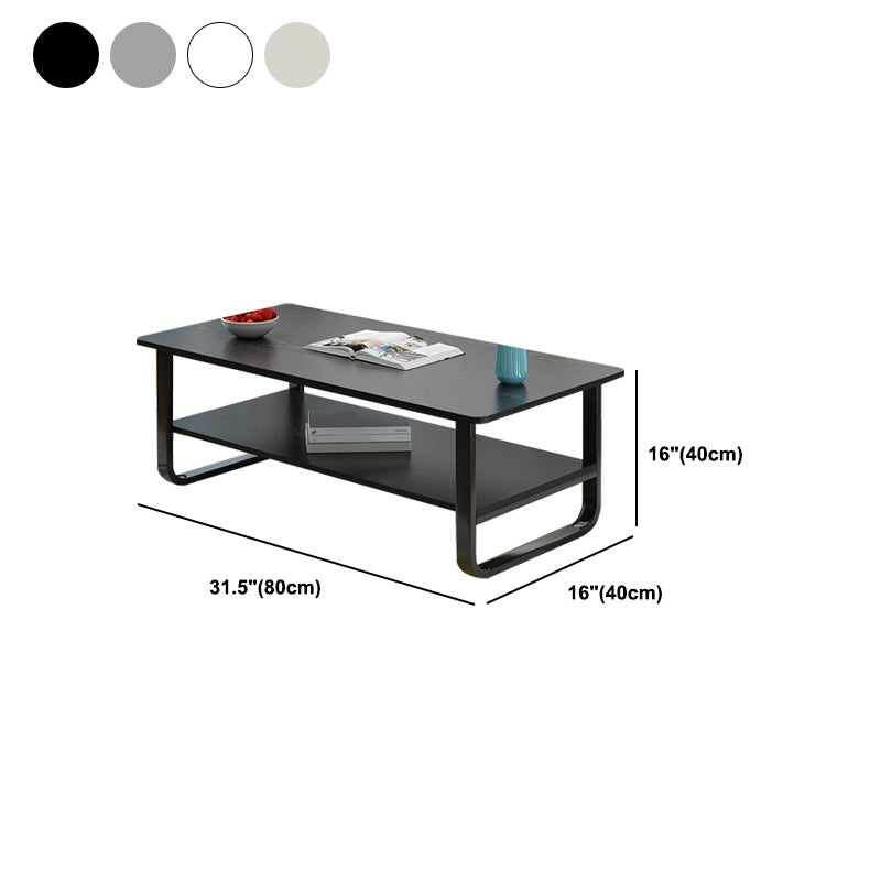 Modern Style Rectangular Wooden Table Metal Sled Base Coffee Table