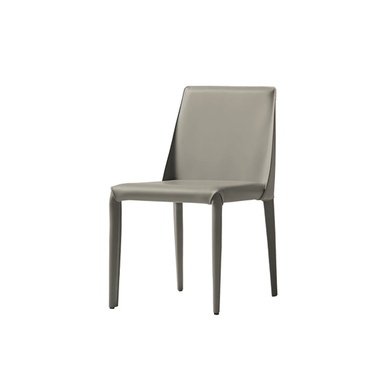 Mid-Century Modern Armless Side Chair Leather Basic Four Leg Side Chair