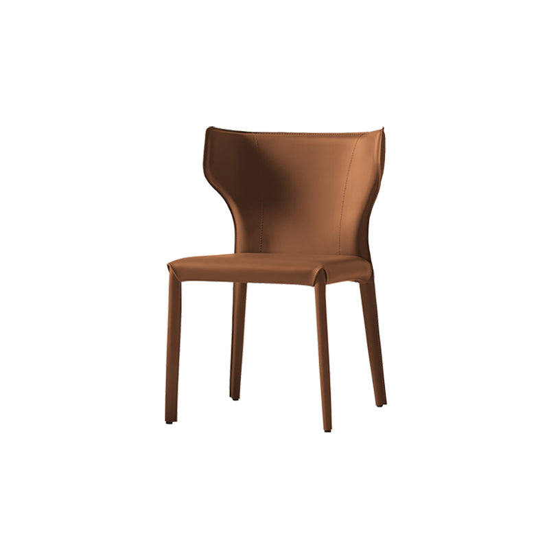 Mid-Century Modern Armless Side Chair Leather Basic Four Leg Side Chair