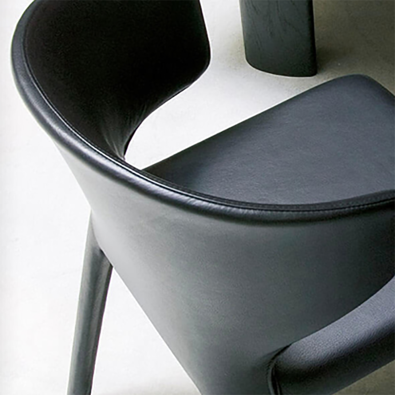Mid-Century Modern Armless Side Chair Leather Basic Four Leg Side Chair