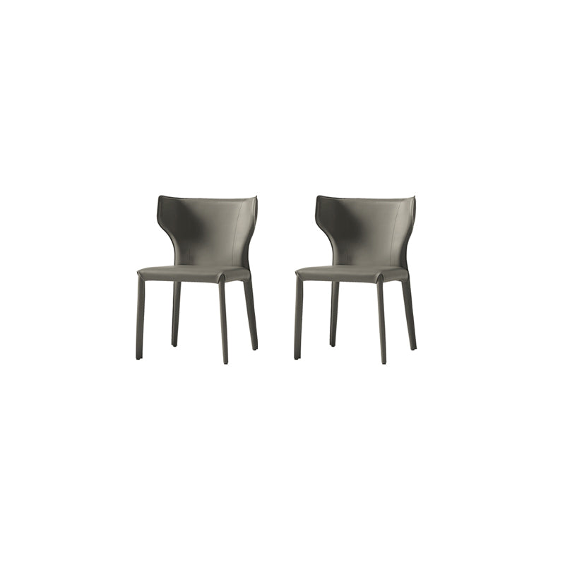 Mid-Century Modern Armless Side Chair Leather Basic Four Leg Side Chair