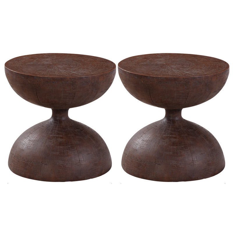 Round Old Solid Wood Table with Pedestal Base Design French Country Style Side Table