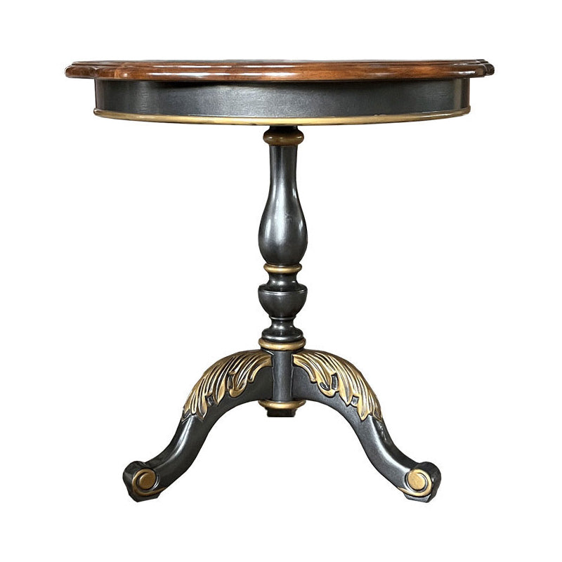 Traditional Style Round Solid Wood Table with 3 Legs Base Side Table
