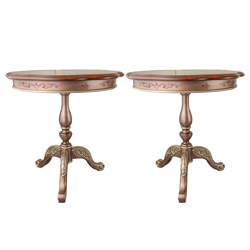 Traditional Style Round Solid Wood Table with 3 Legs Base Side Table