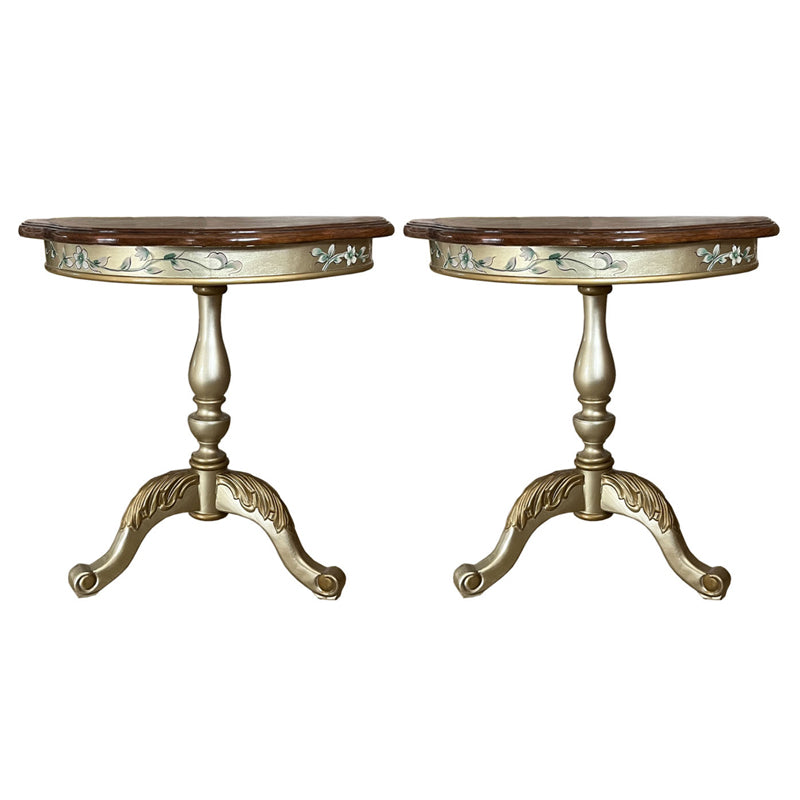 Traditional Style Round Solid Wood Table with 3 Legs Base Side Table