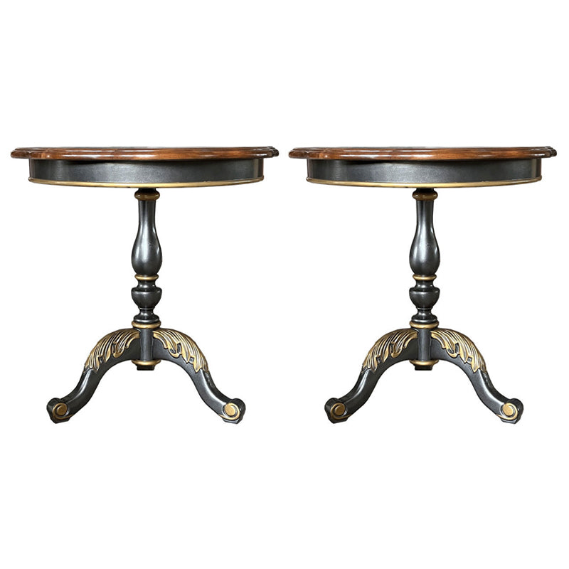 Traditional Style Round Solid Wood Table with 3 Legs Base Side Table