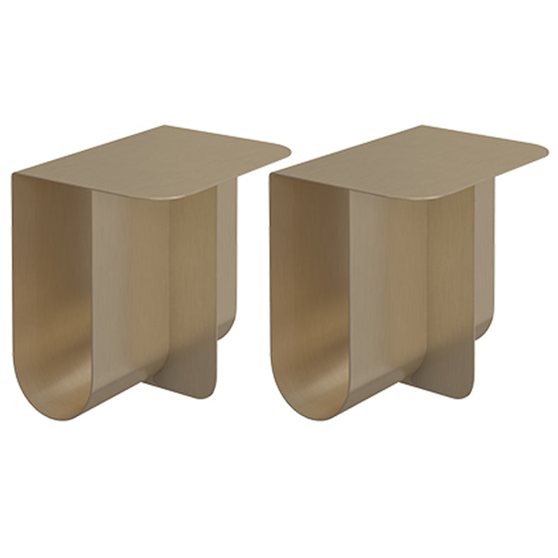 Mid-century Modern Style Rectangular Metal Table with Abstract Base Side Table