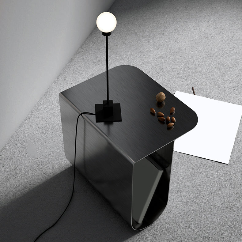 Mid-century Modern Style Rectangular Metal Table with Abstract Base Side Table