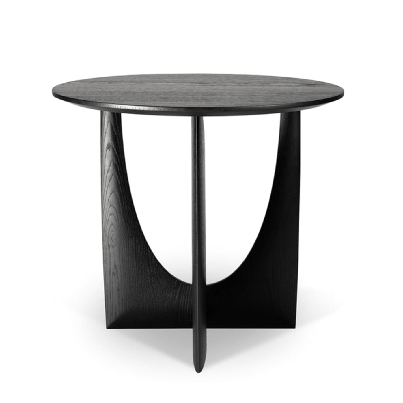 Round Solid Wood Table with Abstract Base Design Nordic Style Side Table