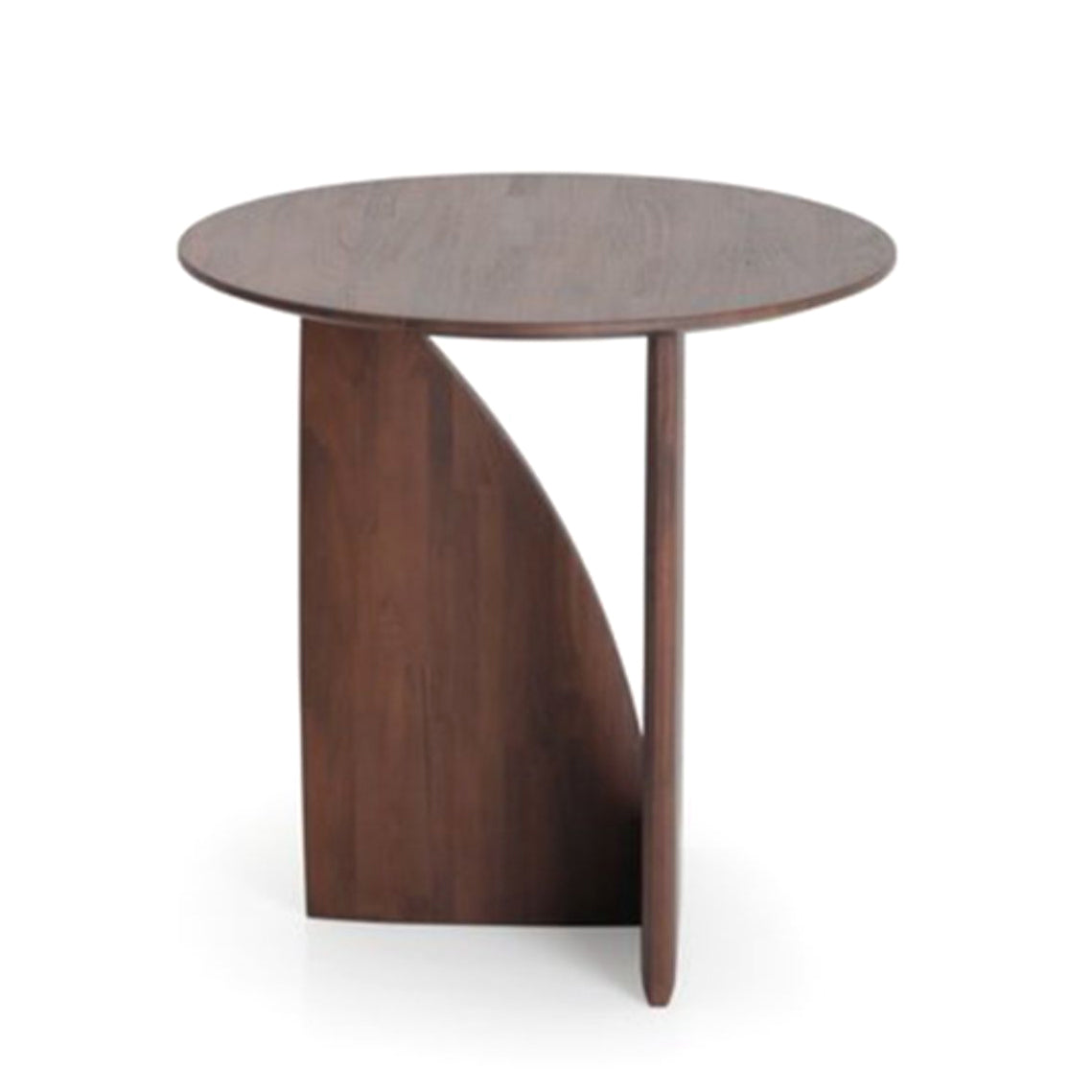 Round Solid Wood Table with Abstract Base Design Nordic Style Side Table