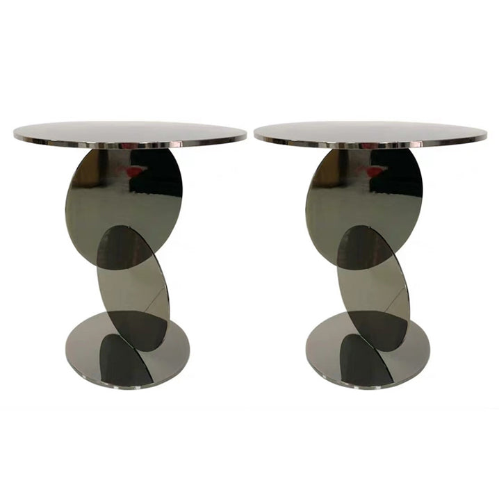 Mid-century Modern Style Pedestal Base Metal Table Round Side Table