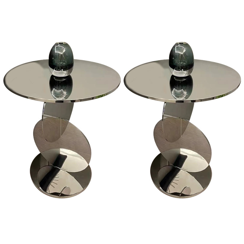 Mid-century Modern Style Pedestal Base Metal Table Round Side Table