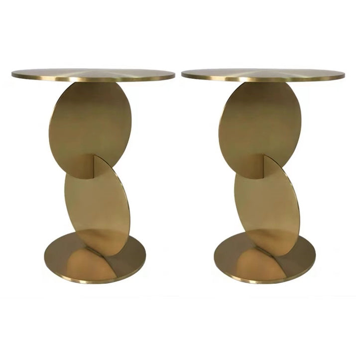 Mid-century Modern Style Pedestal Base Metal Table Round Side Table