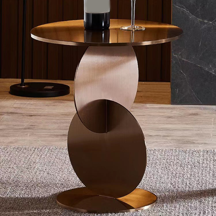 Mid-century Modern Style Pedestal Base Metal Table Round Side Table