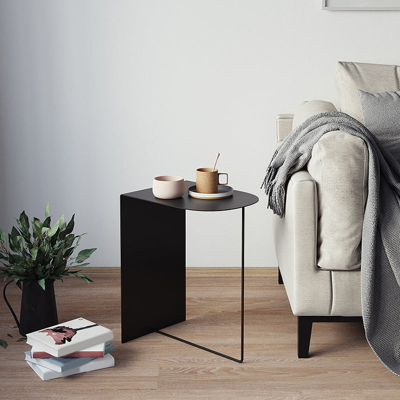 Rectangular Metal Table with Abstract Base Design mid-century Modern Style Side Table