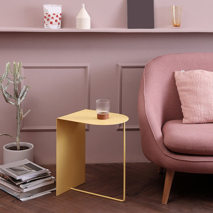 Rectangular Metal Table with Abstract Base Design mid-century Modern Style Side Table